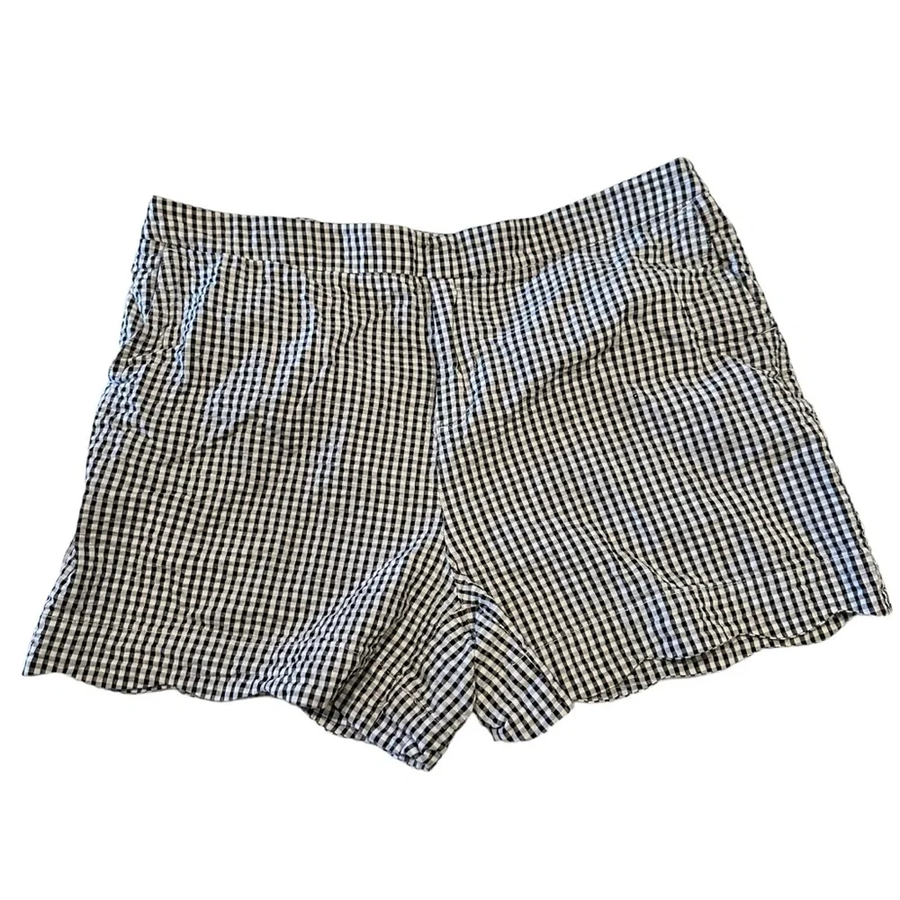 Cynthia Rowley Women’s Scalloped‎ Seersucker Shorts gingham Check preppy indie
